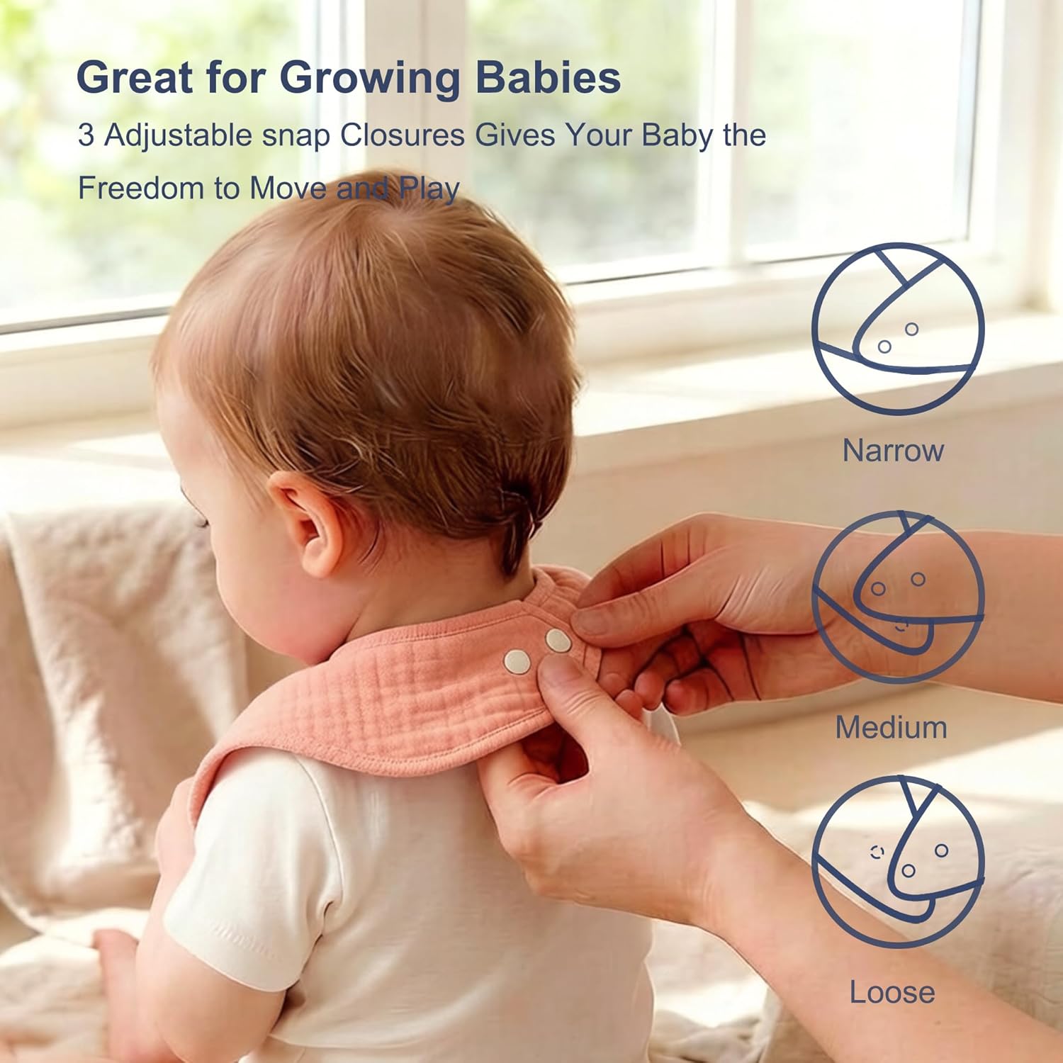 Detalle de Benoxine Muslin Baby Bibs – Soft, Absorbent Dual-Layer Dribble Bandana (7-Pack)