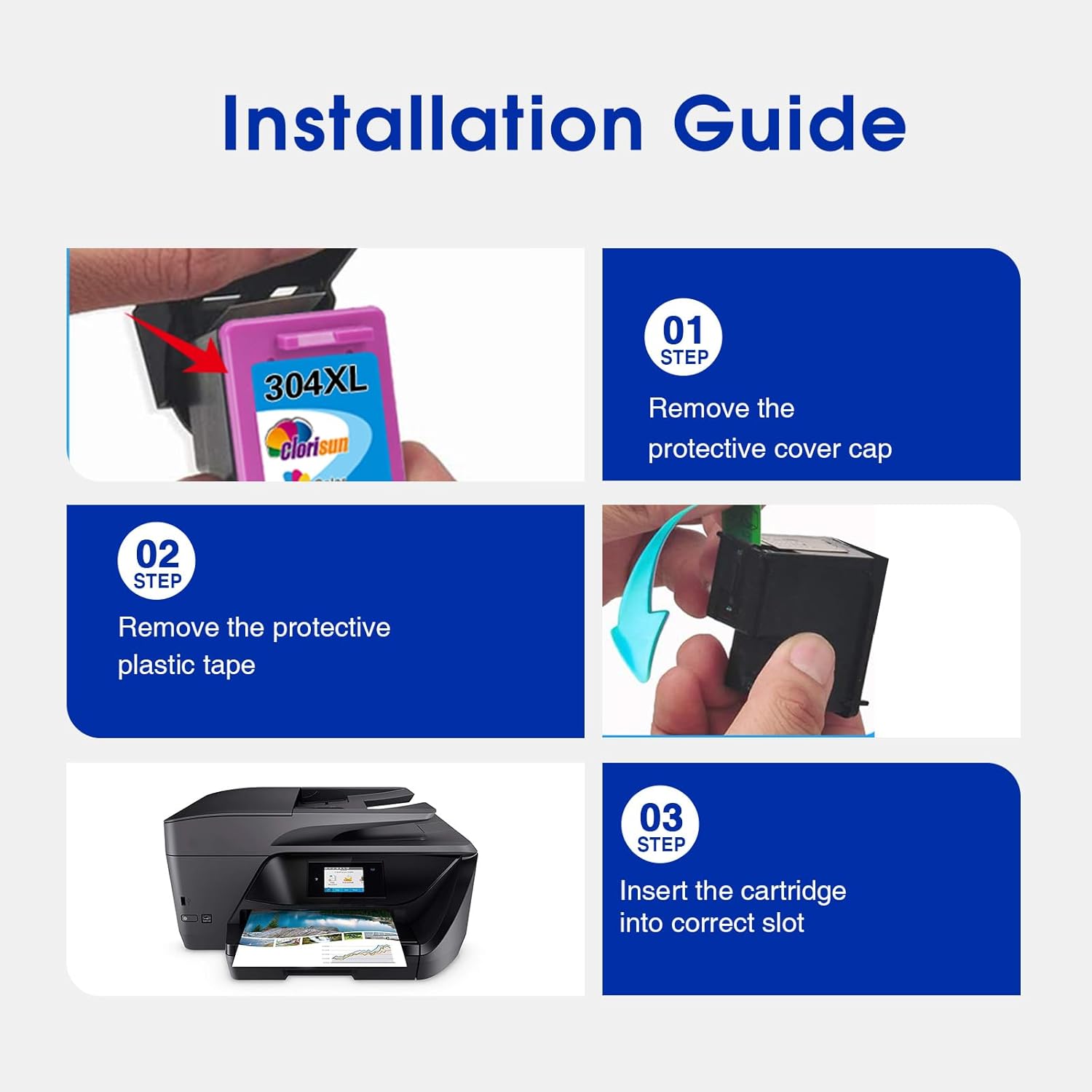Thumbnail 3 de 304XL Ink Cartridges Black and Colour Remanufactured for HP Envy & DeskJet Series (1 Black + 1 Colour)