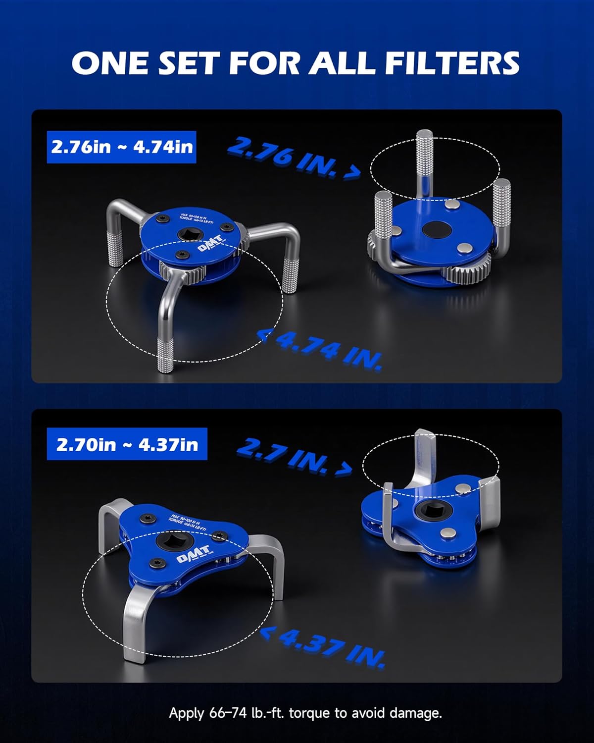 Detalle de Orion Motor Tech 2pc Adjustable Oil Filter Wrench Set (2.5–4 & 2.7–5.1 in, 1/2 & 3/8 in drive)