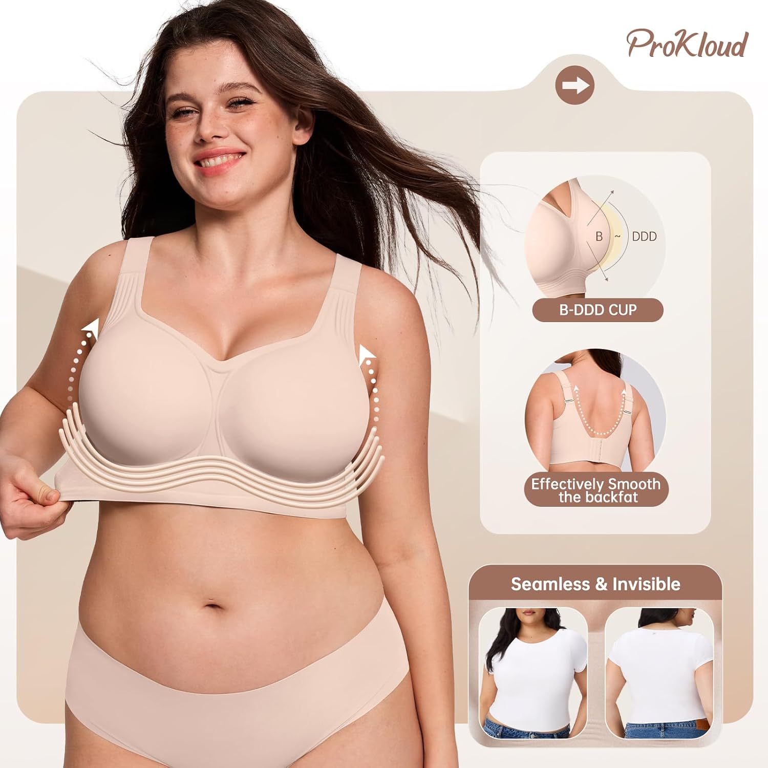 Detalle de ProKloud Jelly Bras Wireless No-Underwire Bra for Women (Full Coverage, Lift, Plus Size)