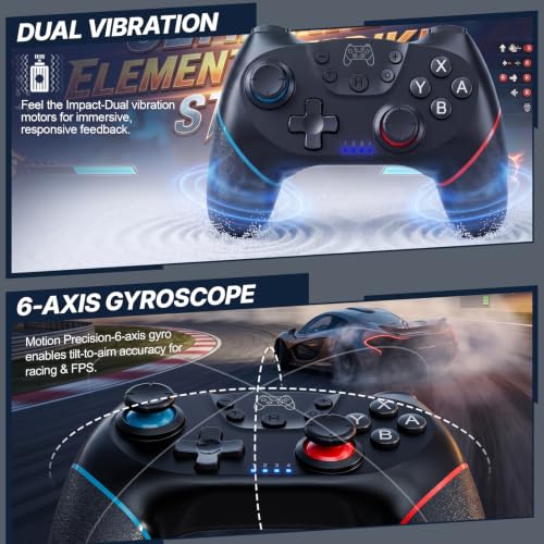 Detalle de UPGRADE Manette Switch Pro sans Fil pour Switch 1/2/Lite/OLED/PC – Diswoe