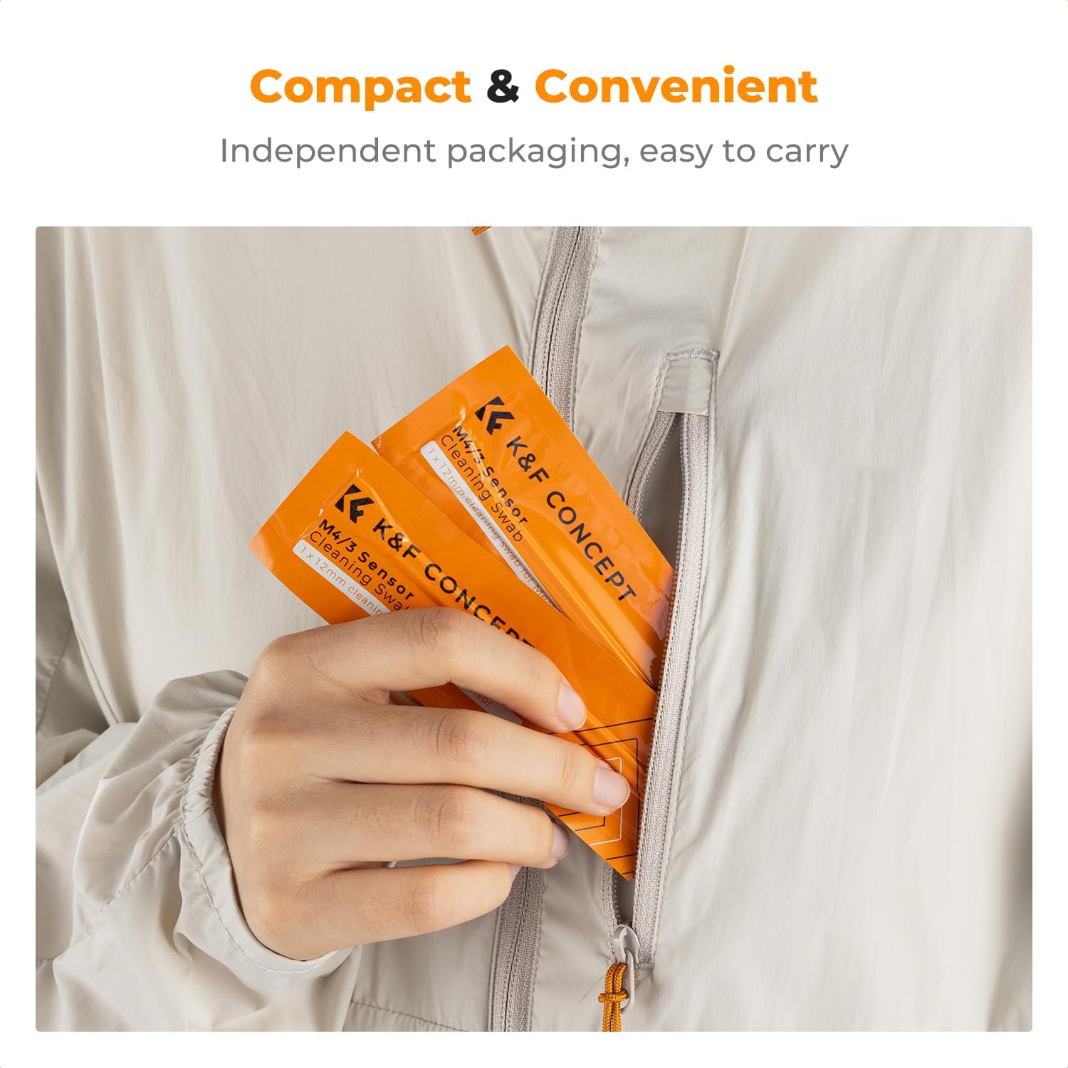 Detalle 2 de K&F CONCEPT Micro Four Thirds 4/3 Sensor Cleaning Swabs (10 x 12mm)