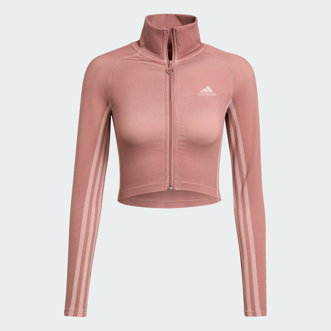 Thumbnail 3 de Chaqueta sin costuras Firebird de Adidas – Rosa, para uso diario y entreno ligero