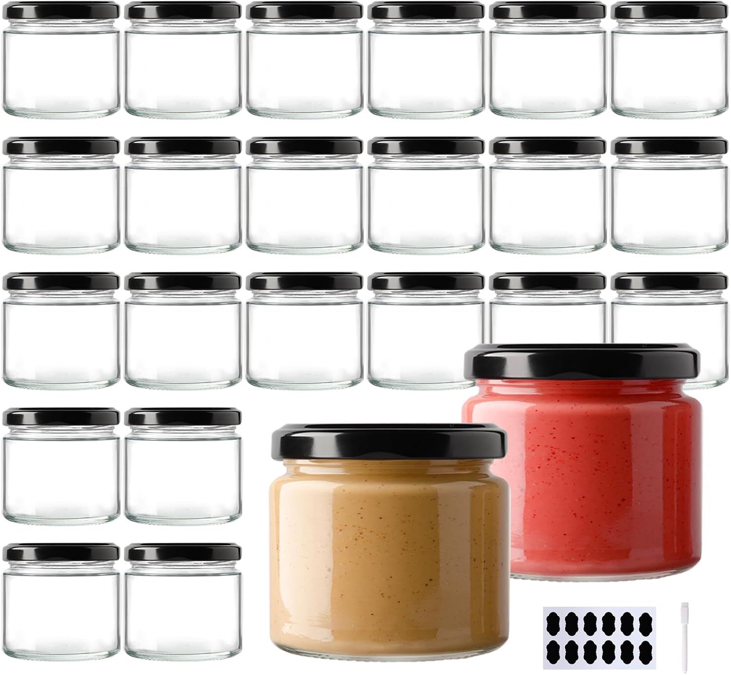 Detalle de YBCPACK 150ml jampotten, set van 24 glazen potjes met schroefdeksel