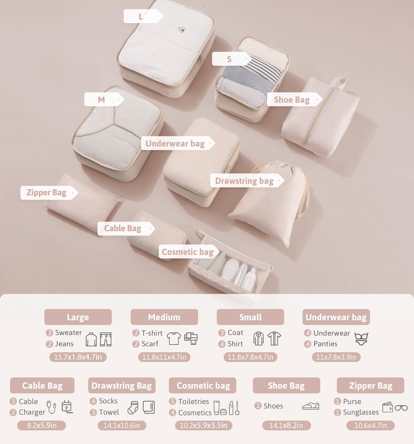 Thumbnail 5 de Meowoo Packing Cubes 9 piece set