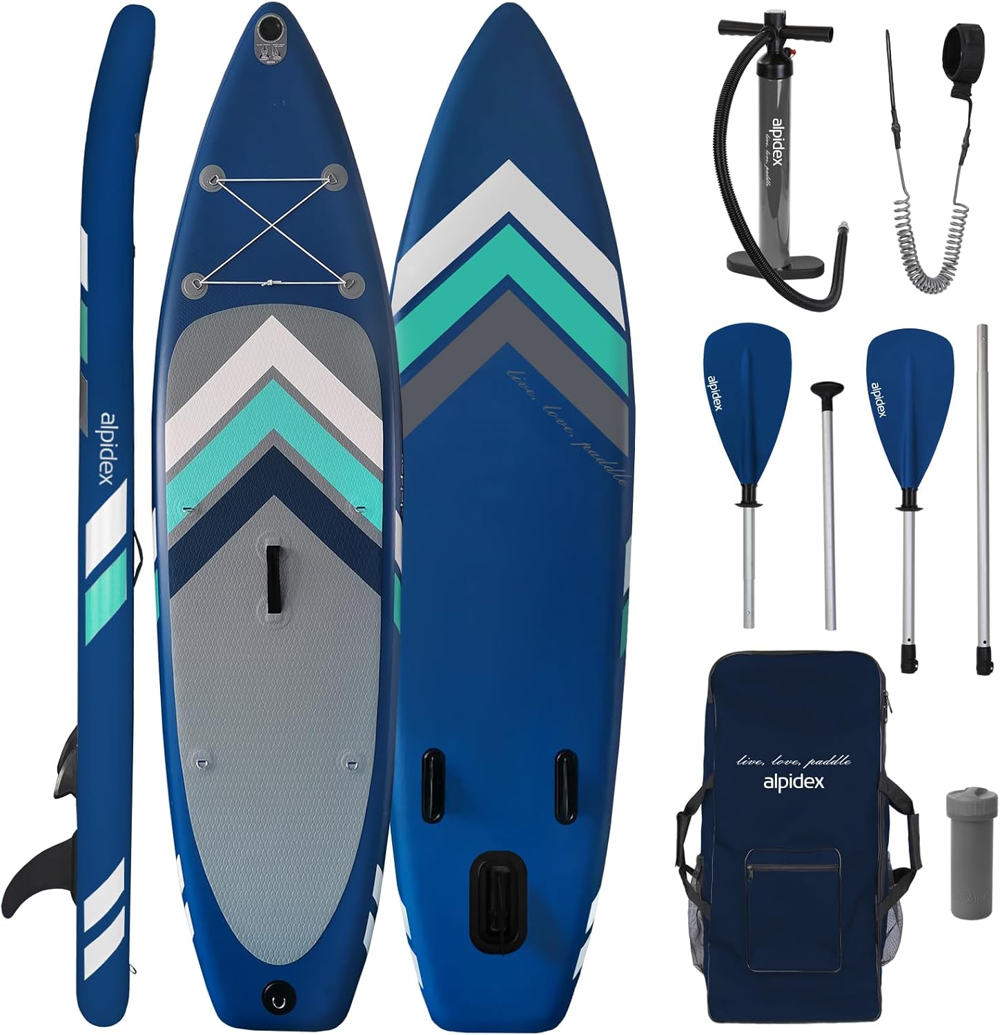 Detalle de ALPIDEX Stand Up Paddle Set SUP 305 x 76 x 15 cm – Komplettset, belastbar bis 150 kg