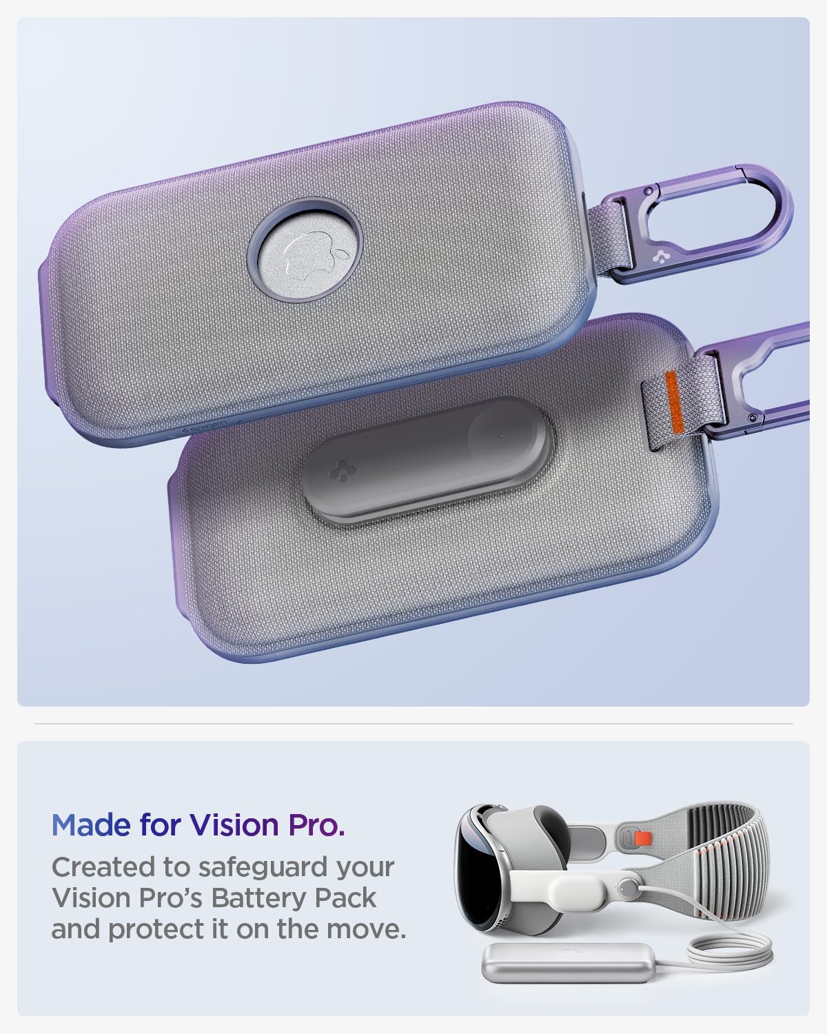 Thumbnail 1 de Spigen Klasden Custodia batteria per Apple Vision Pro M5 (2025) / M2 (2024) con clip da cintura e moschettone – Grigio Carbone