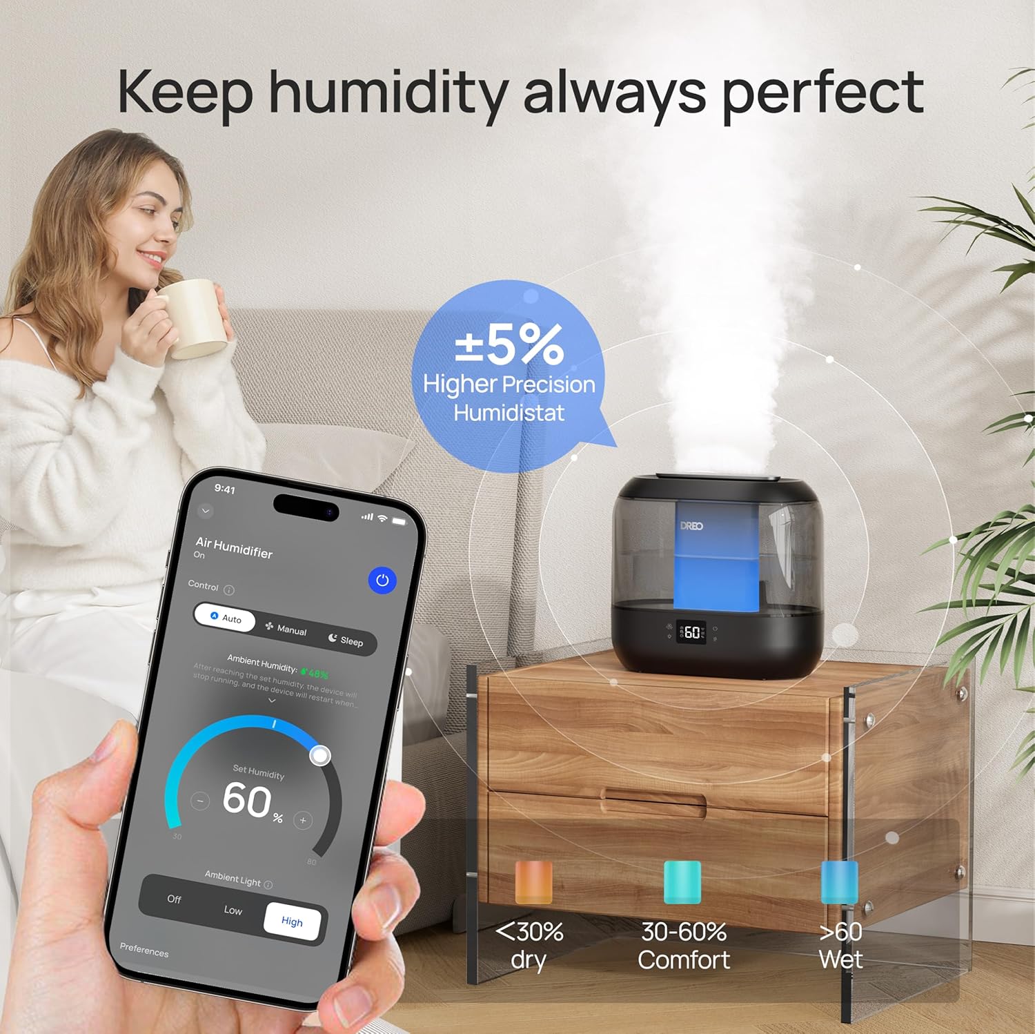Thumbnail 6 de Dreo Smart Humidifier 4L for Bedroom 💧