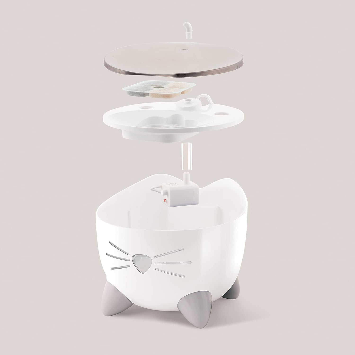 Detalle de Catit Pixi fontaine d’abreuvement en acier inoxydable pour chats, 2,5 l (blanc)