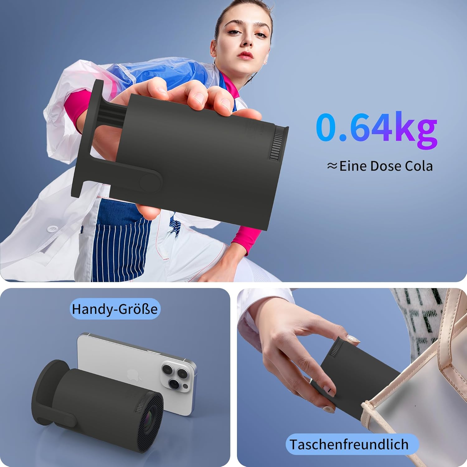 Thumbnail 6 de Yoton Y4PRO Mini Beamer (tragbar) mit Wi‑Fi 6, Bluetooth 5.4, 720p nativ & 1080p-Unterstützung, Schwarz