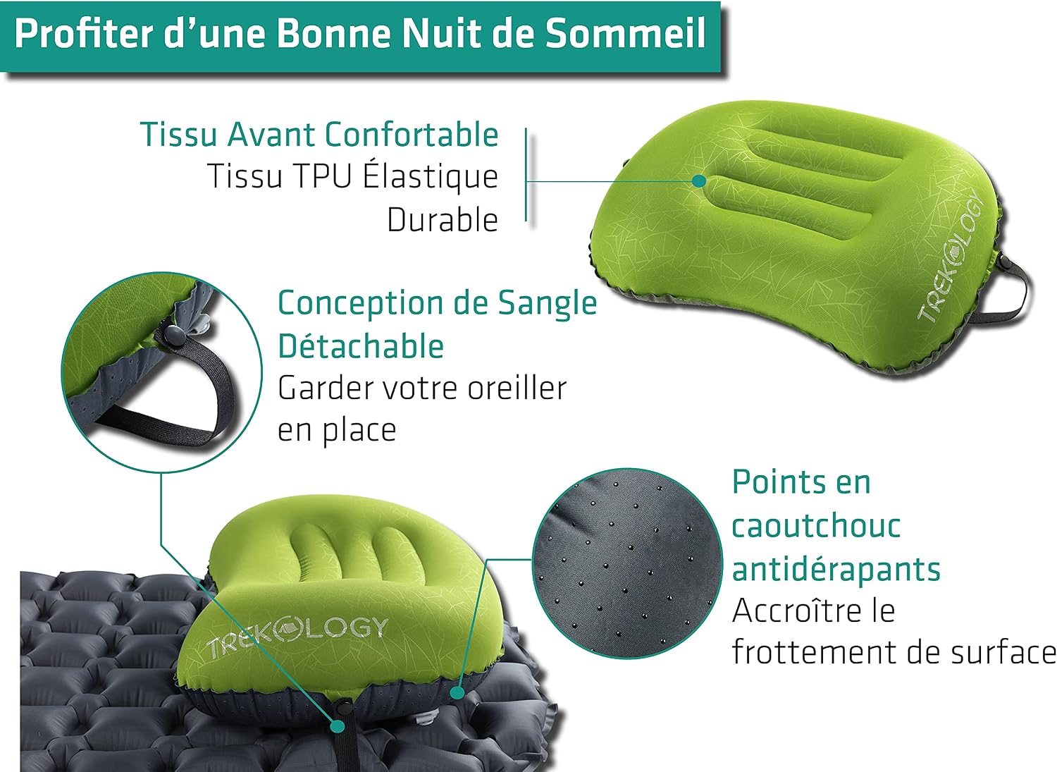 Detalle de TREKOLOGY Aluft 2.0 oreiller de camping gonflable ultraléger