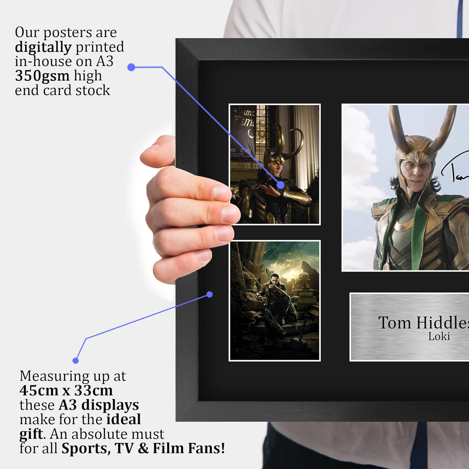 Thumbnail 2 de HWC Trading FR A3 Tom Hiddleston Loki Avengers Printed Signed Autograph Picture Display (A3 Framed)