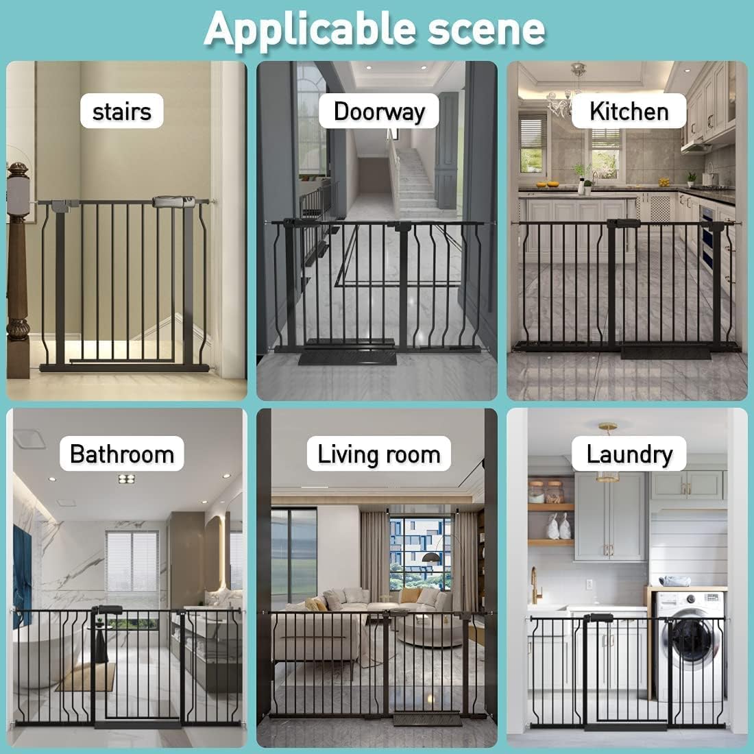 Thumbnail 4 de WAOWAO Extra-Wide Baby Gate, 57.48–62.20-Inch Fit, 30-Inch Tall, Black