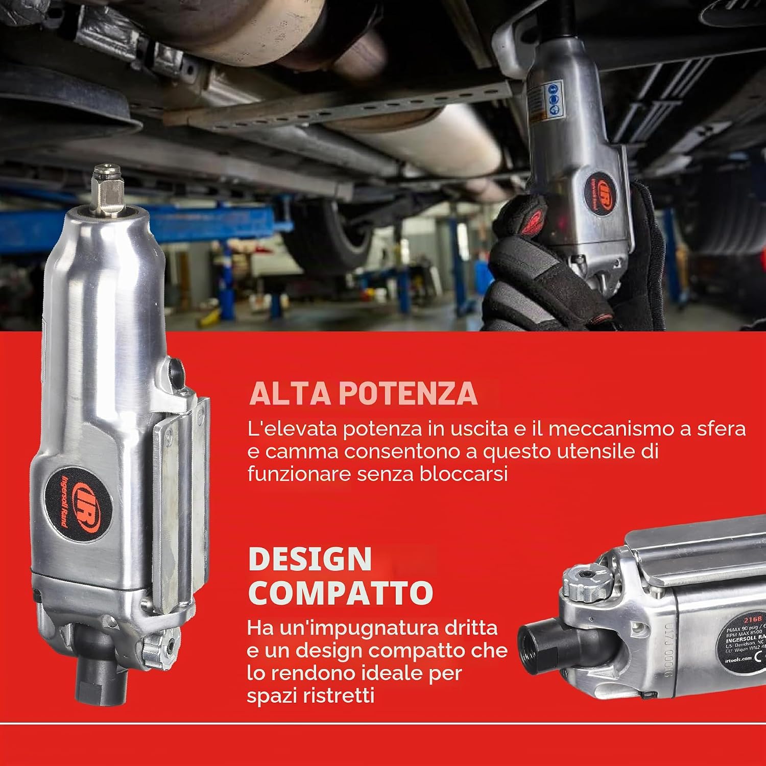 Detalle de Ingersoll-Rand Avvitatore a Impulsi Diritto 216B 3/8” con Copertura: robustezza e leggerezza per officina