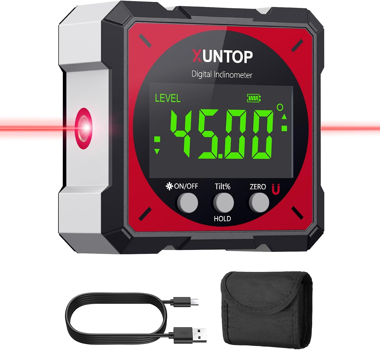 Detalle de XUNTOP Level Box digitale ricaricabile con laser elettronico e inclinometro a 4 lati