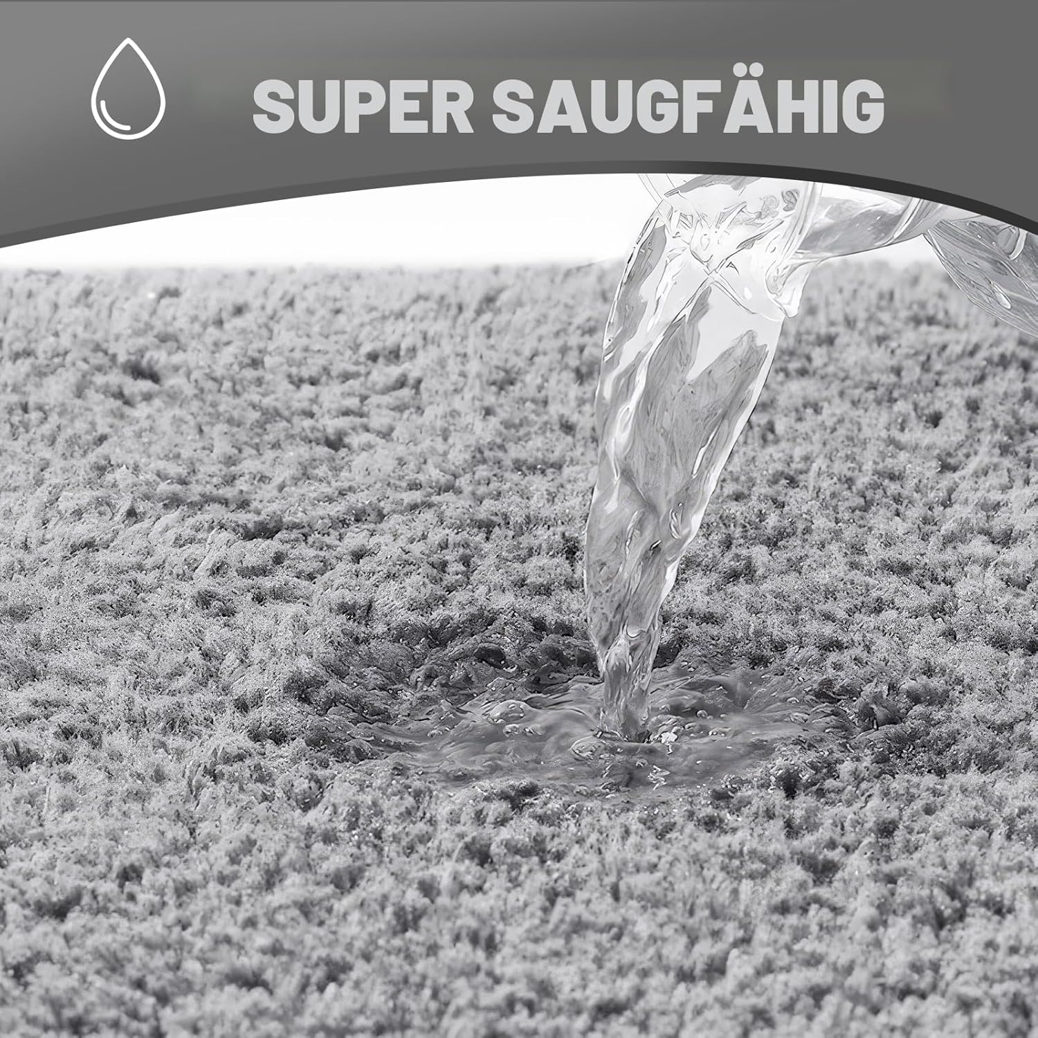 Thumbnail 4 de wyewye Mikrofaser-Badematte 60x120 cm Grau – 2 cm Dicke, super saugfähig und rutschfest