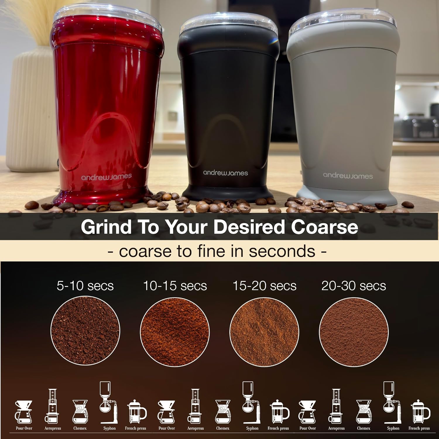 Thumbnail 3 de Andrew James Electric Coffee Grinder 70g