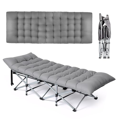Detalle de Bonnlo Feldbett klappbar mit Matratze – XXL Campingbett aus Stahlrahmen und Oxford-Gewebe, 190 × 71 × 36 cm, Grau