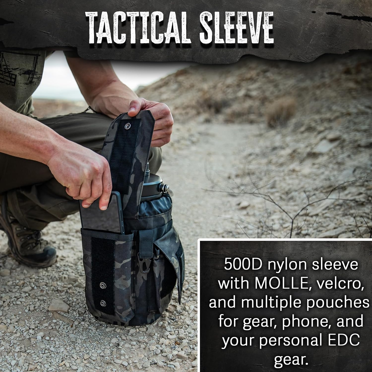 Detalle 2 de Iron Infidel Battle Bottle 128 oz Insulated Water Jug with Dual Handles and Rugged Sleeve (Black Camo)