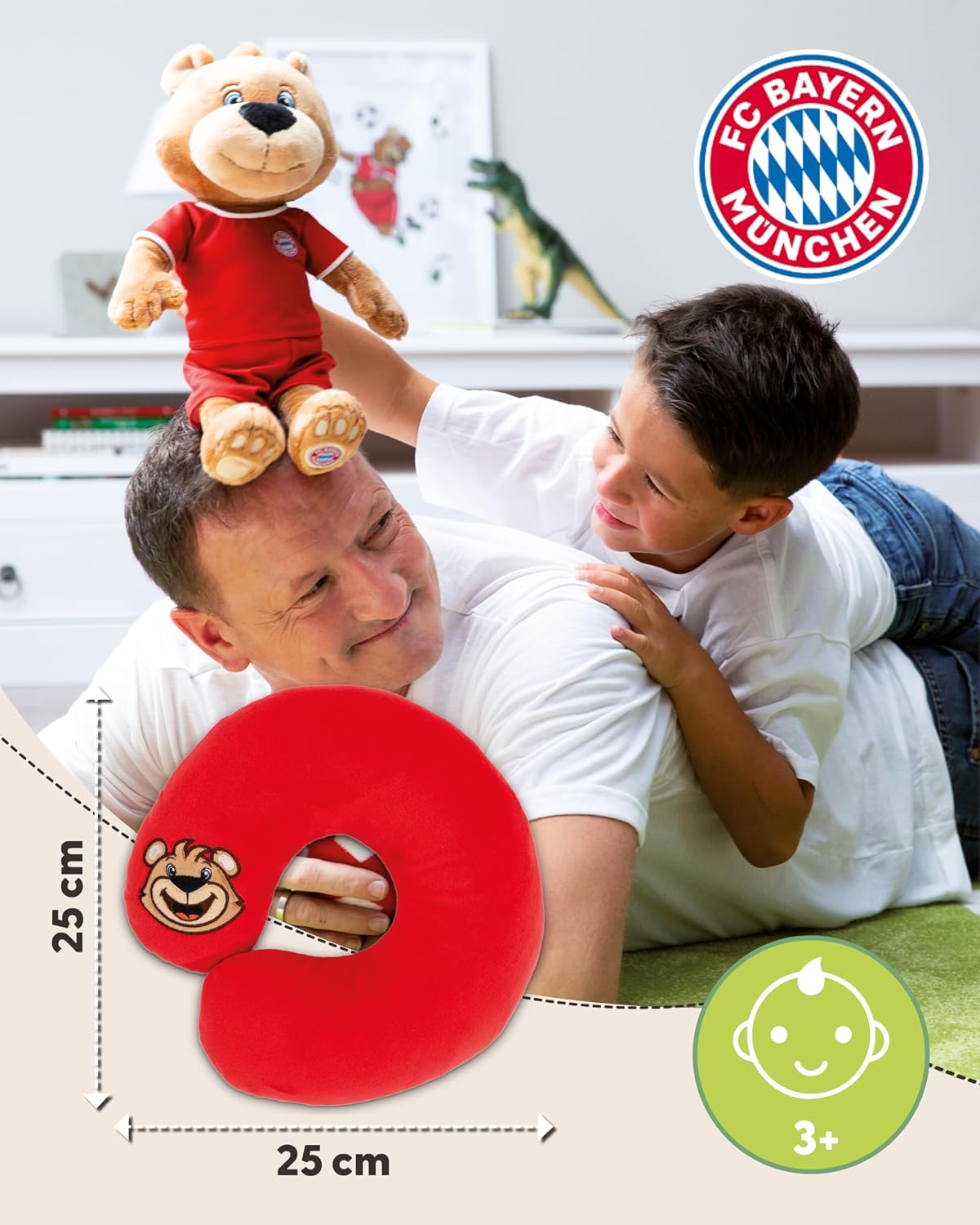Detalle de NICI FC BAYERN MONACHIUM Miś Berni 49657 – pluszowa poduszka na szyję dla dzieci