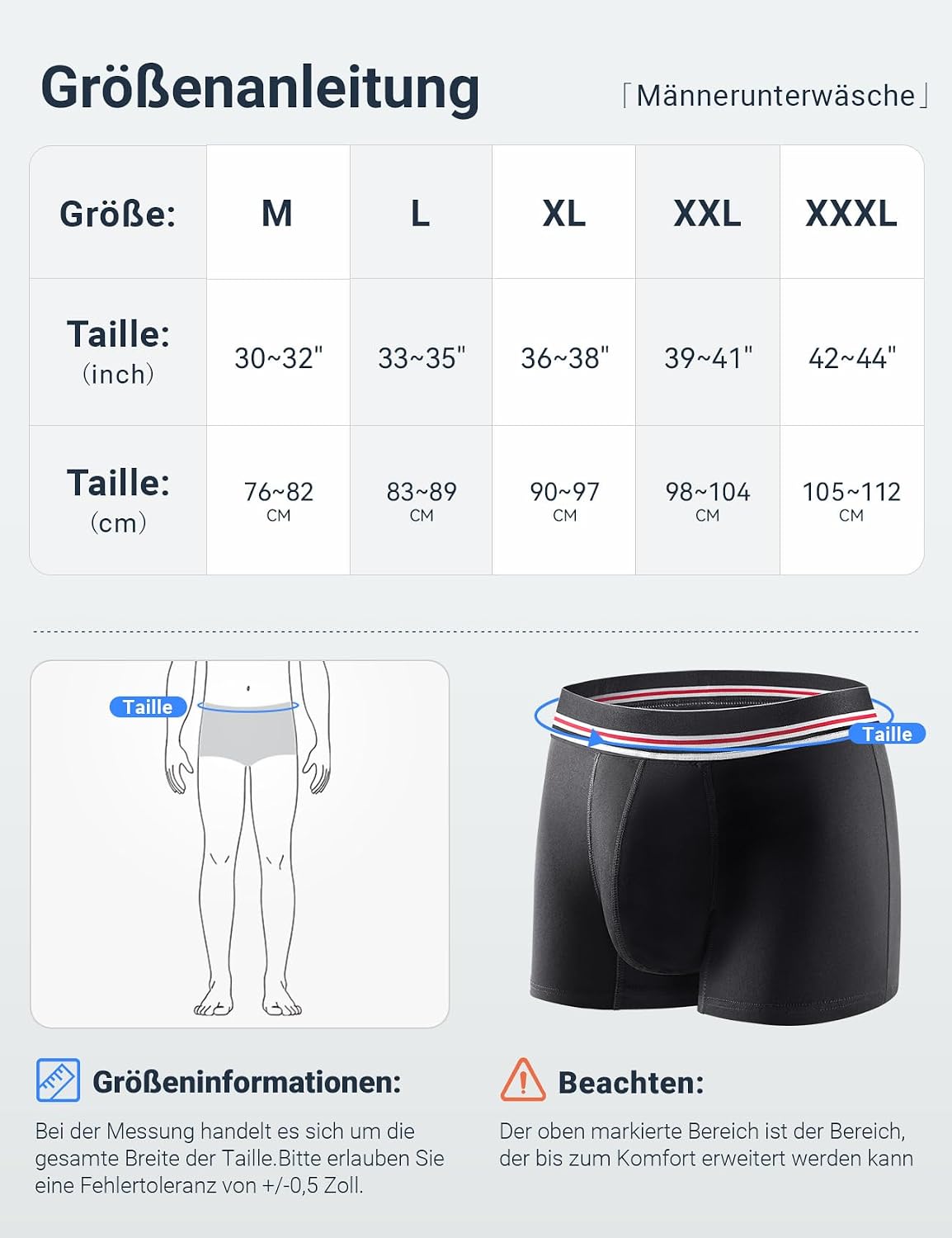 Detalle de Carer 3 Stück Herren-Boxershorts für Inkontinenz – waschbar, 80 ml Saugkapazität, Baumwolle
