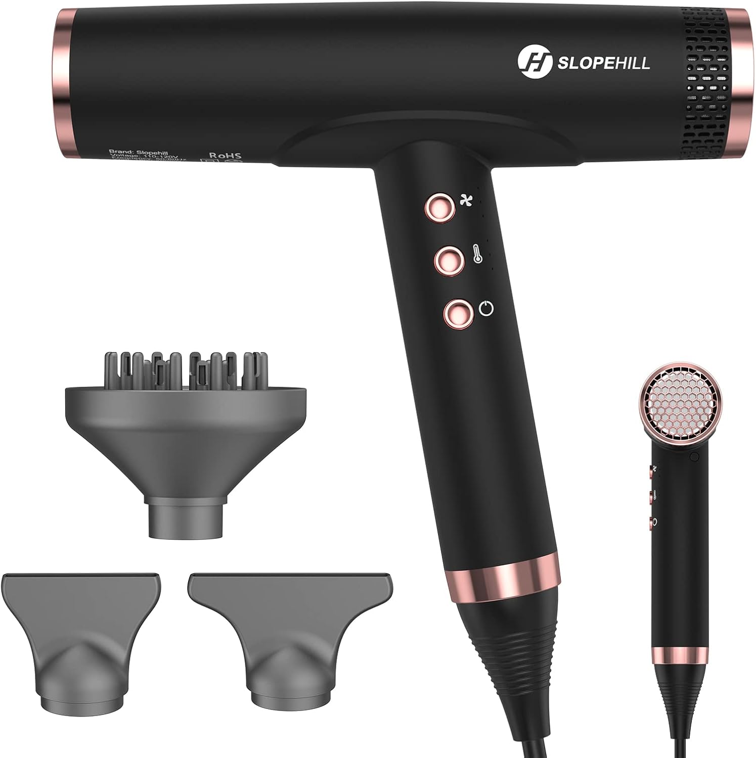 Thumbnail 6 de Slopehill Ionen-Haartrockner (110.000 RPM) mit bürstenlosem Motor – kompakt für Zuhause & Reisen (Hellgrau)