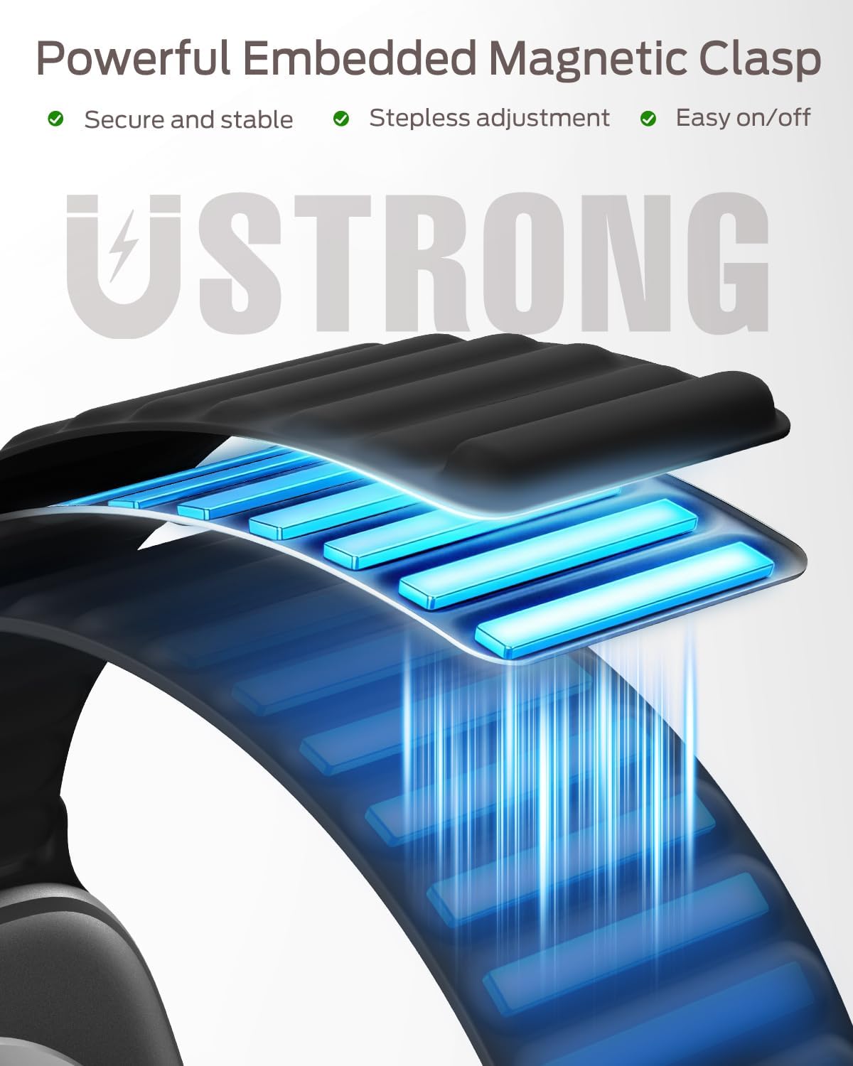 Thumbnail 1 de Higgs Magnetic Silicone Sport Strap for Apple Watch (38–49mm) – Adjustable, Skin-Friendly & Magnetically Secured