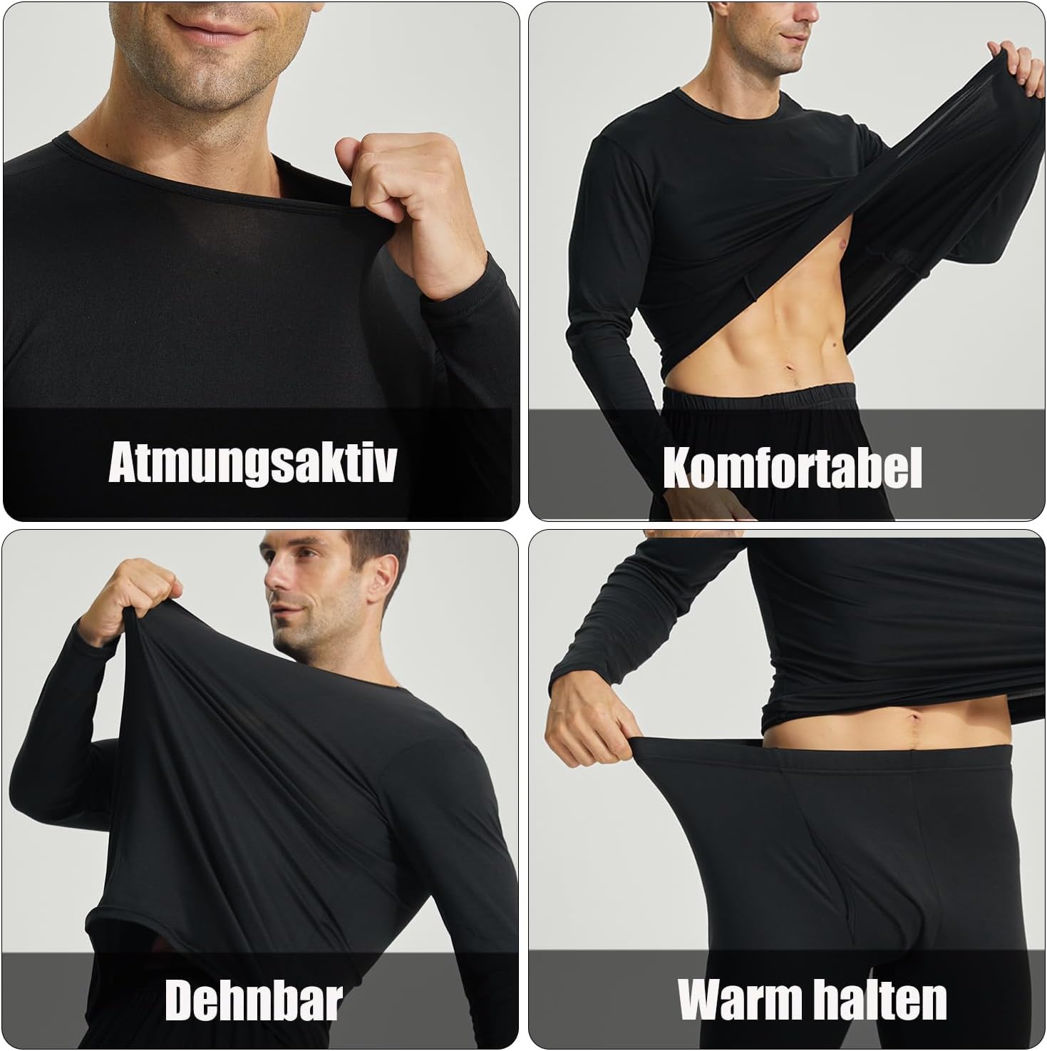 Detalle de BEGIANT Thermounterwäsche Herren Set mit Fleece-Futter – lange Unterwäsche als Baselayer für Winter