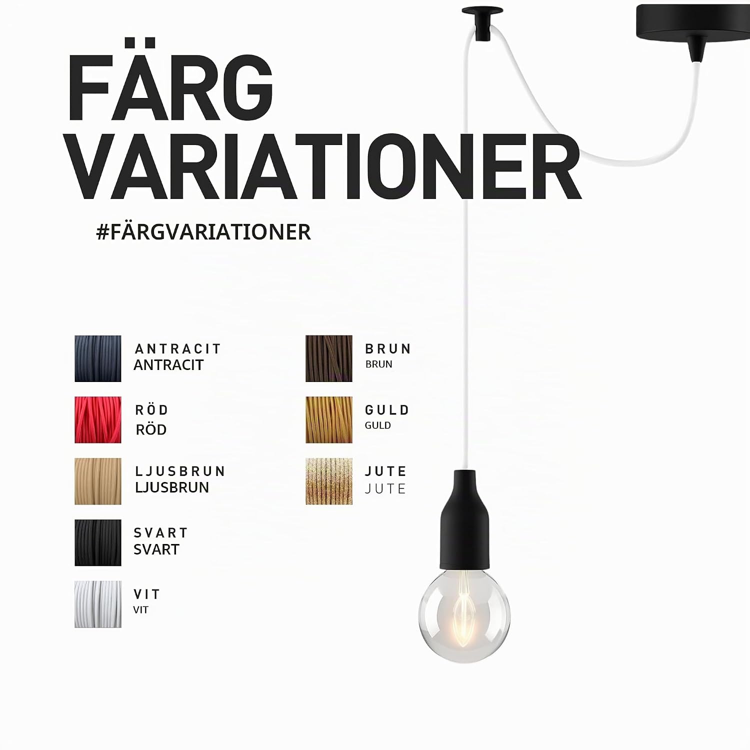 Thumbnail 6 de smartect tvinnad textilkabel för lampor, vit, 2 x 0,75 mm², 3 m