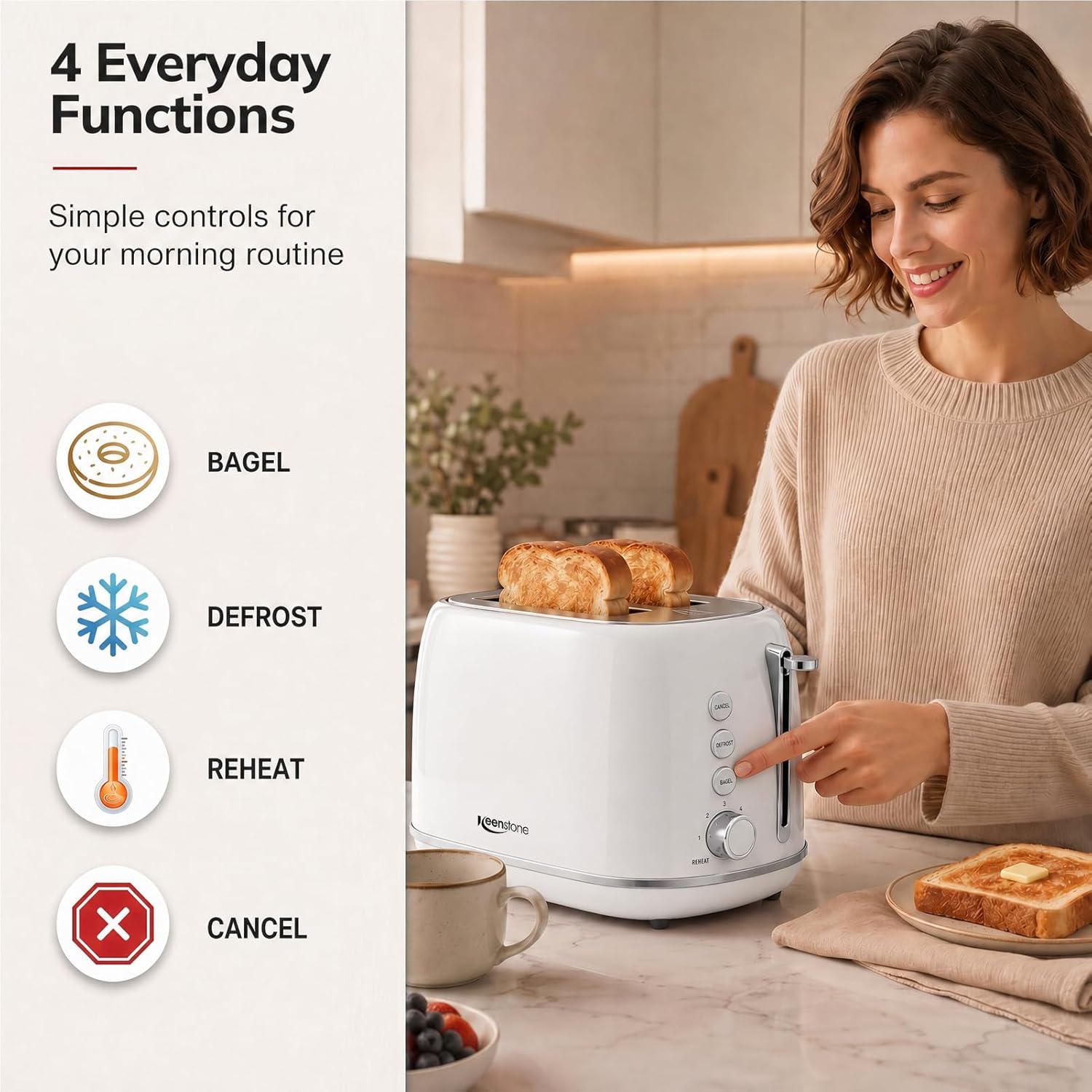 Detalle 2 de Keenstone Toaster 2-Slice Wide Slot ๐