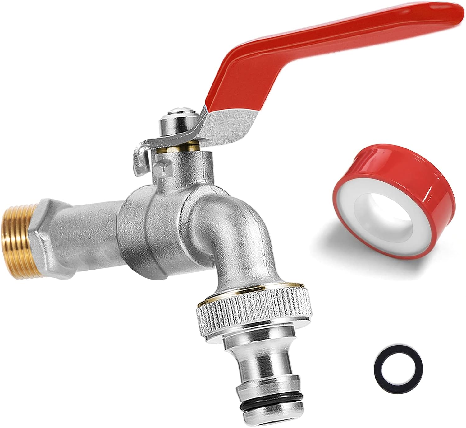 Thumbnail 6 de SPGOOD Garten-Wasserhahn aus Messing, 3/4 Zoll (26,44 mm) mit Schlauchanschluss, frostsicher – Rot