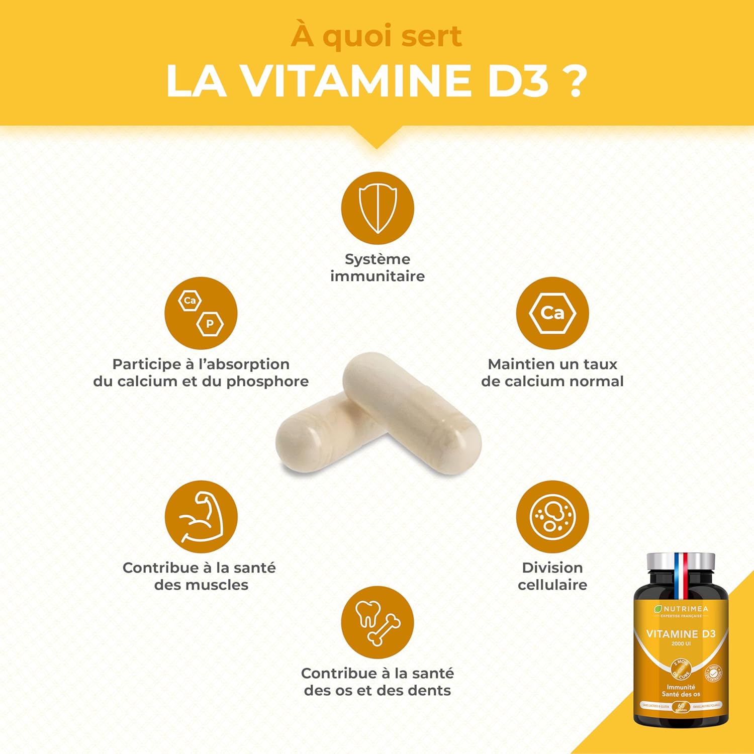Thumbnail 1 de Vitamins D3 Nutrimea 2000 UI (50 mcg) – 60 gélules, fabriqué en France
