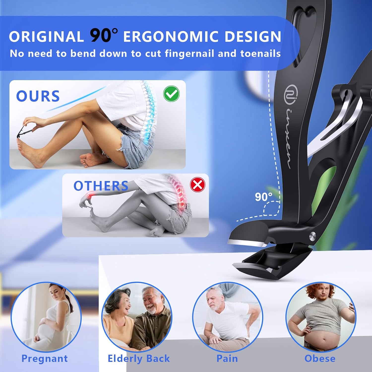 Detalle de Premium Steel Wide Opening 3-Pack Toenail Clippers for Seniors