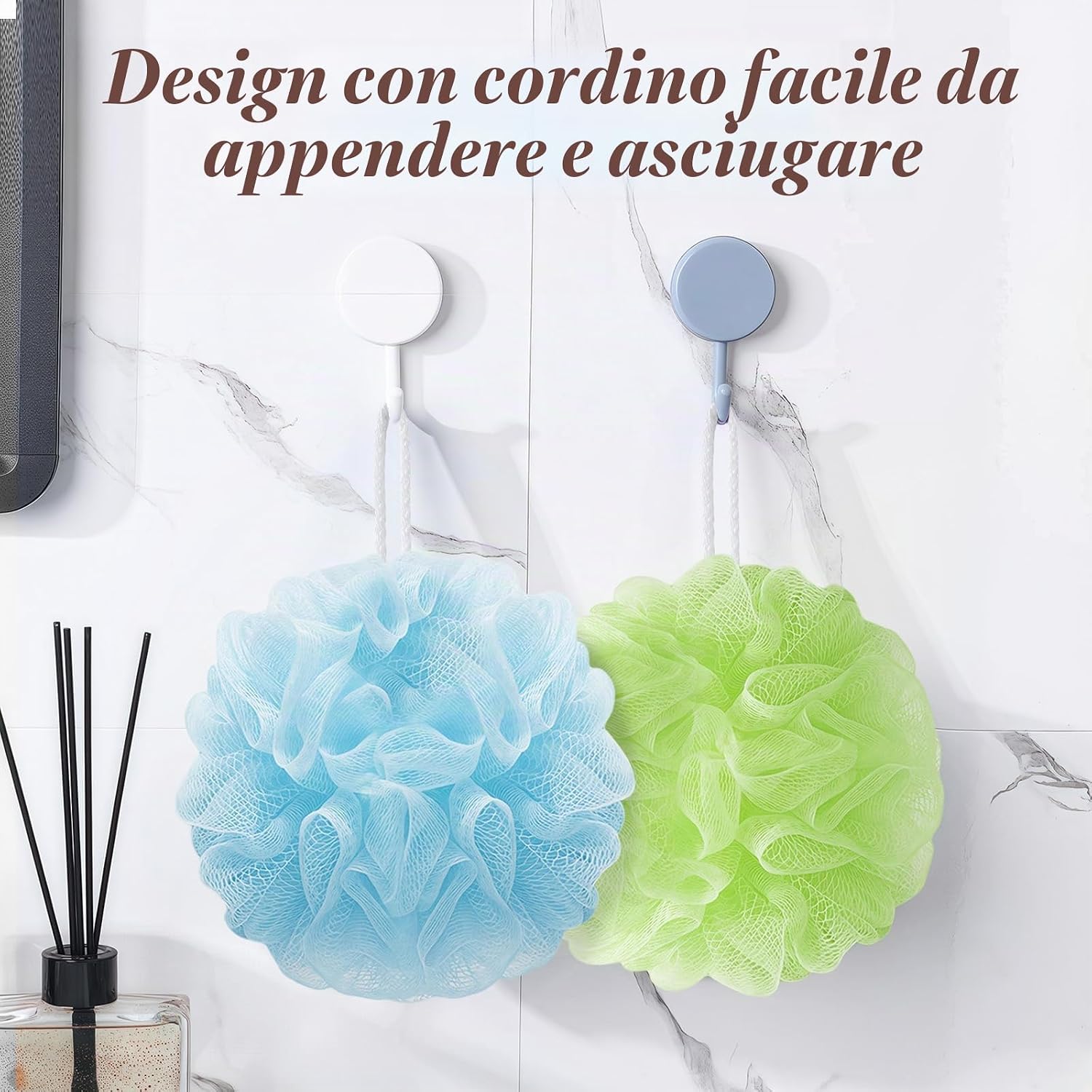 Thumbnail 3 de Flintronic 4 Pezzi Spugna Doccia 50 g – Palla Doccia Morbida in Tessuto a Rete, Esfoliante e Massaggiante