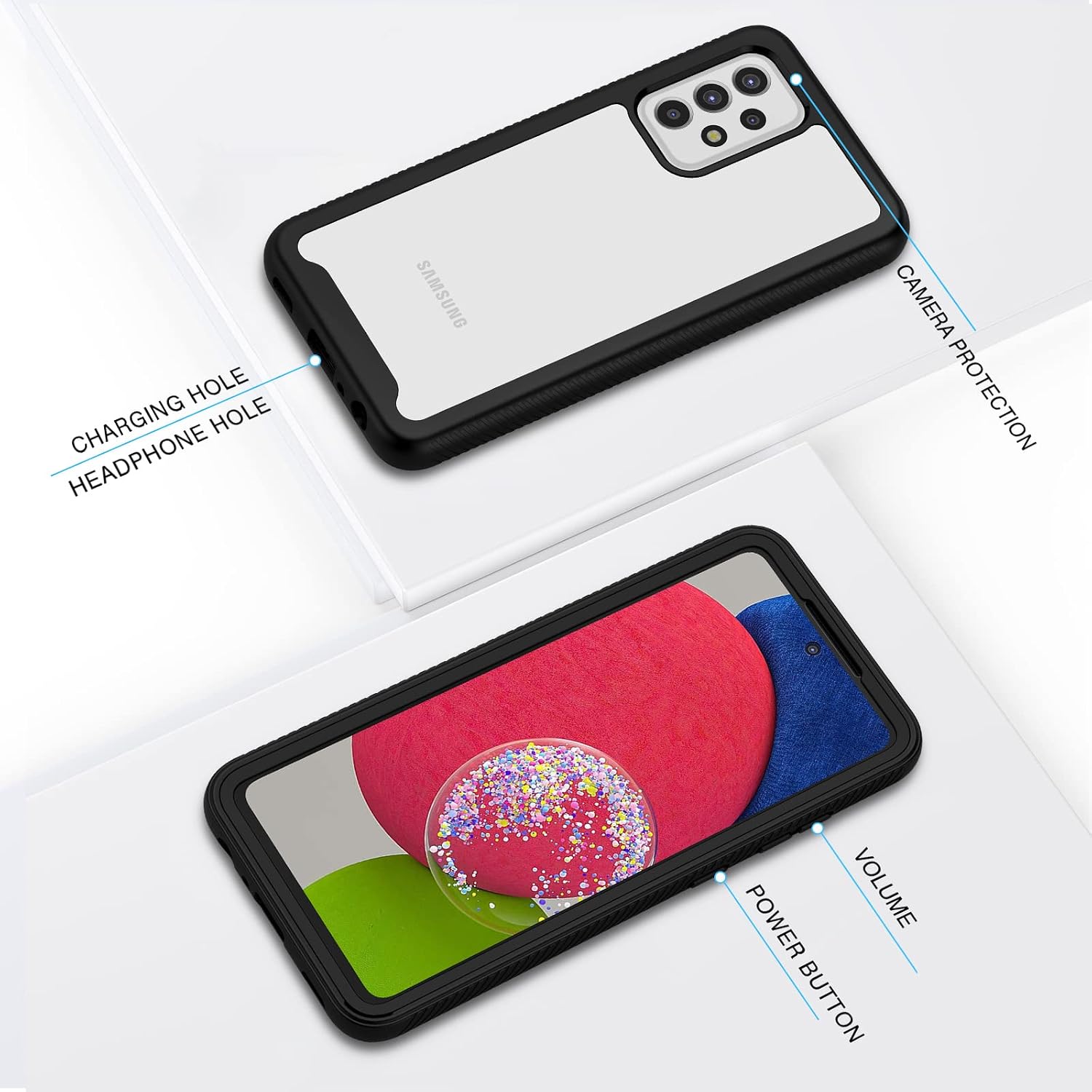 Thumbnail 4 de CENHUFO rugged Samsung Galaxy A52s / A52s 5G phone case with built-in screen protector (Black)