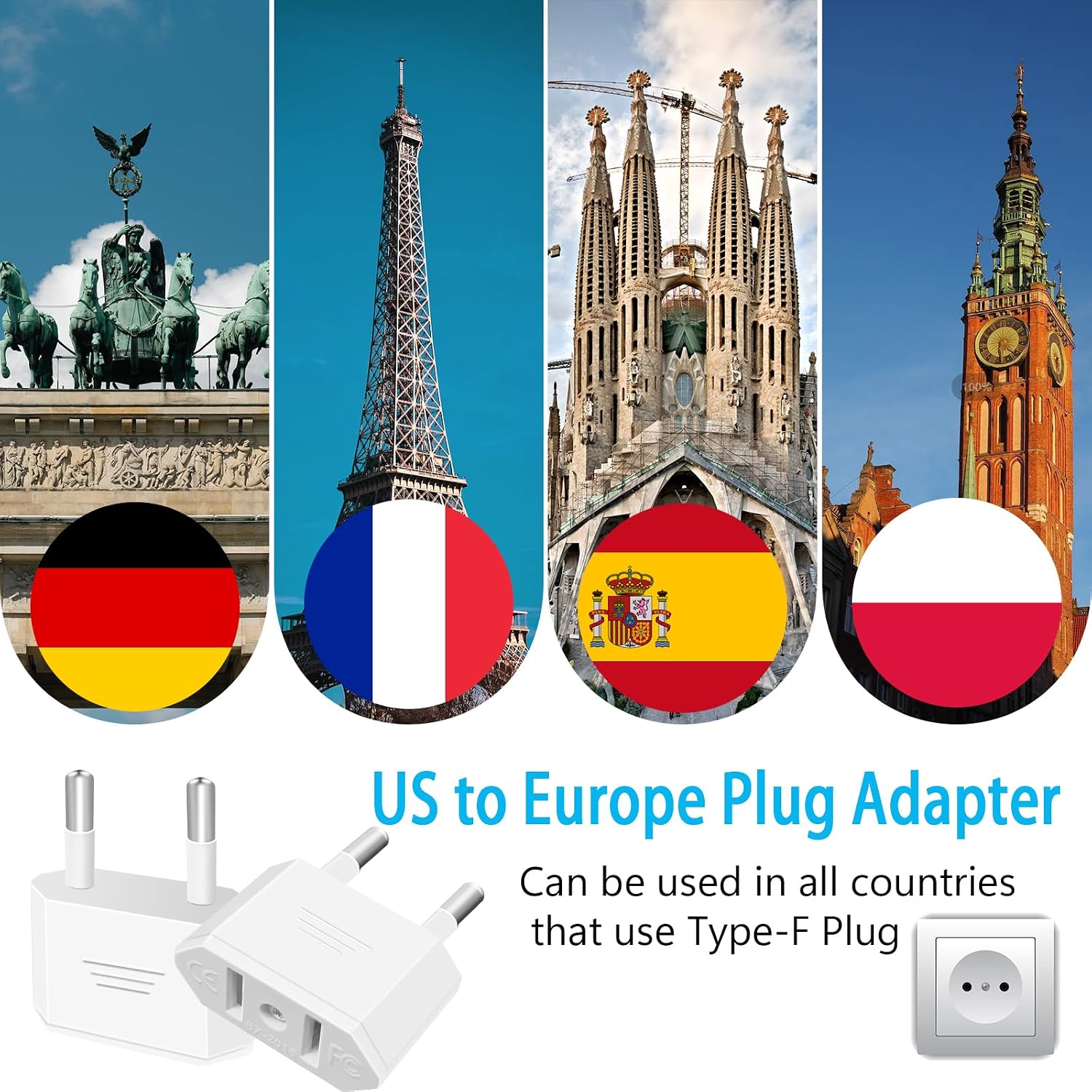 Thumbnail 4 de Tixlux Adaptateur US vers EU 4 pièces 🔌