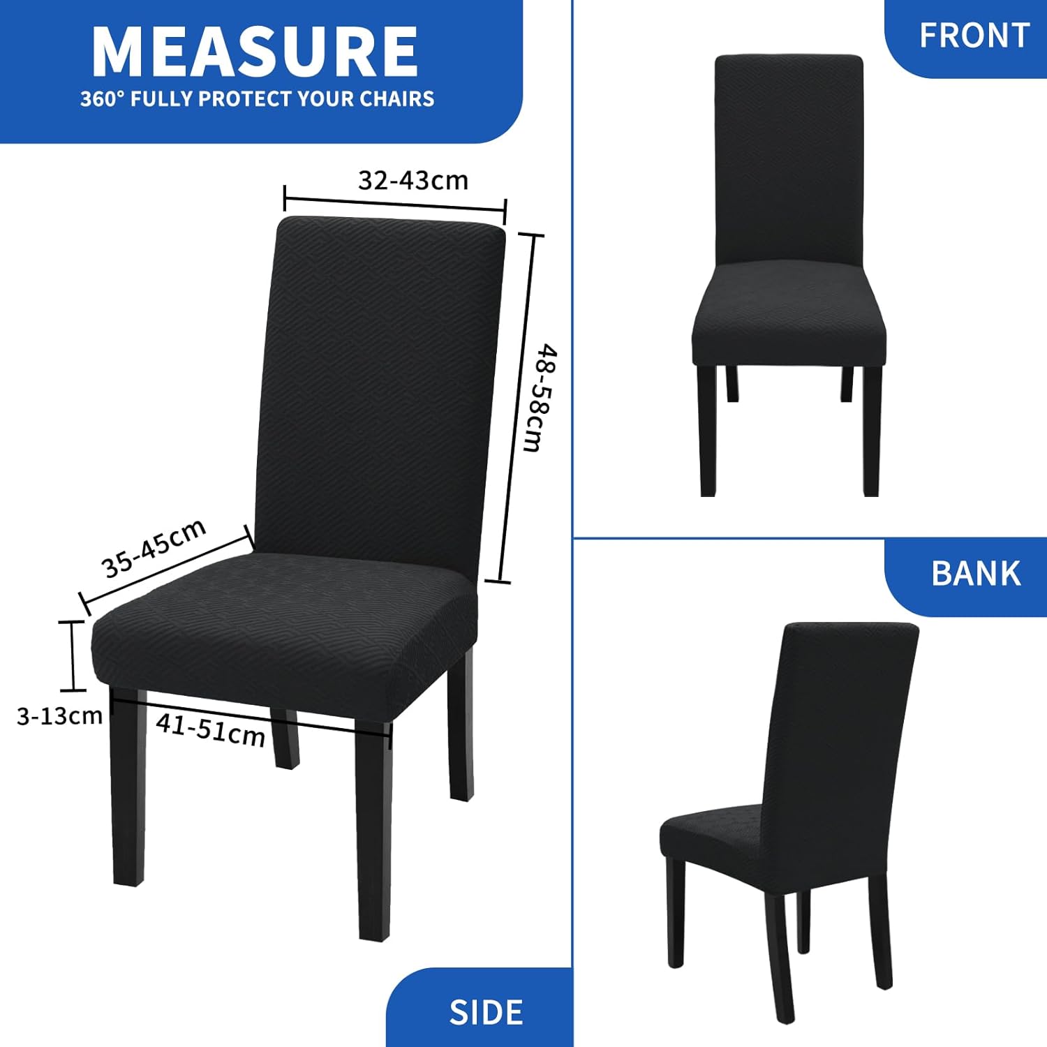 Thumbnail 5 de Ystyle Housse De Chaise 6 Pièces – Housse Chaise Salle À Manger Élastique Noir