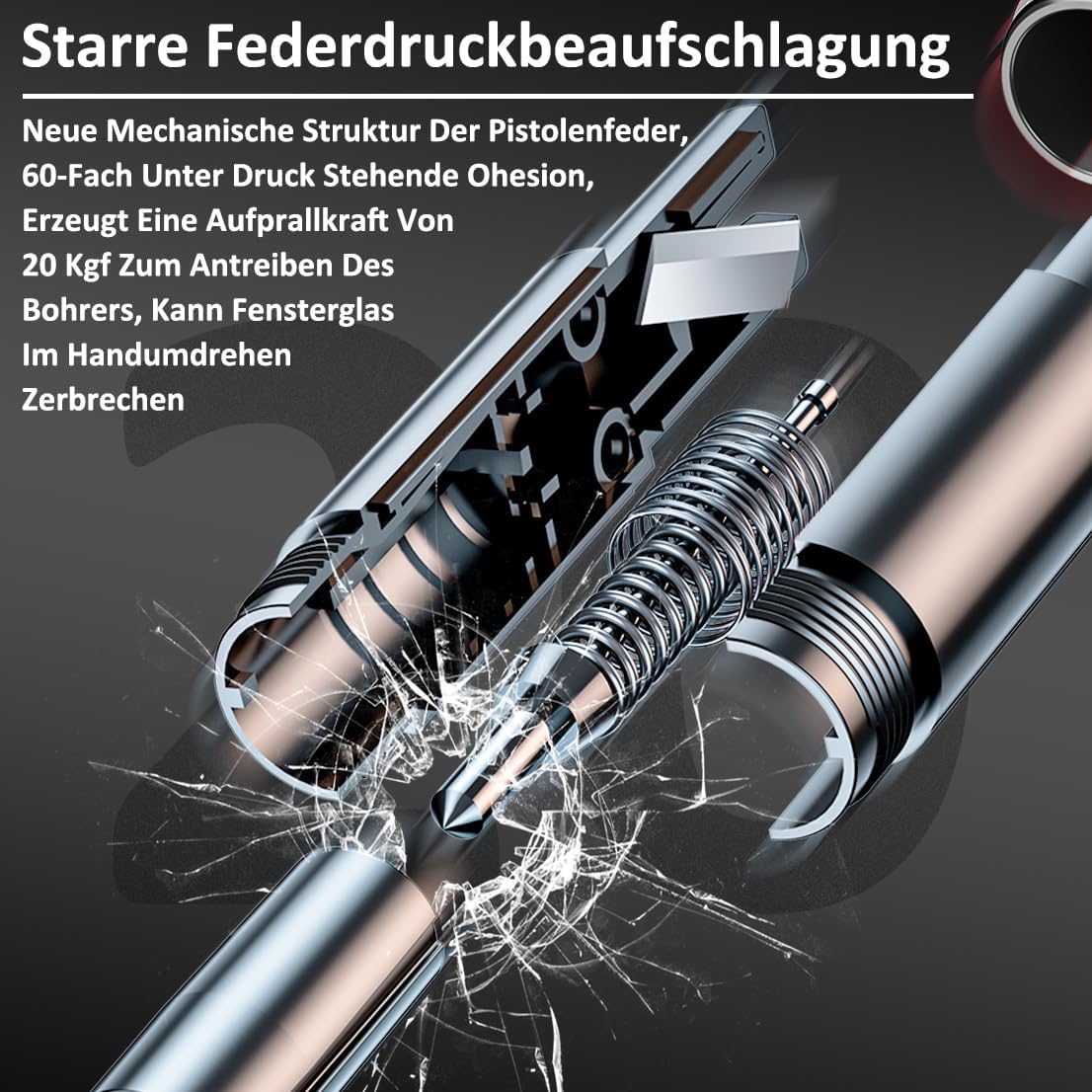 Detalle 2 de Smosun Sicherheitshammer mit Gurtschneider und Notfallhammer für PKW/LKW (mit Testglas-Zerstör-Funktion)