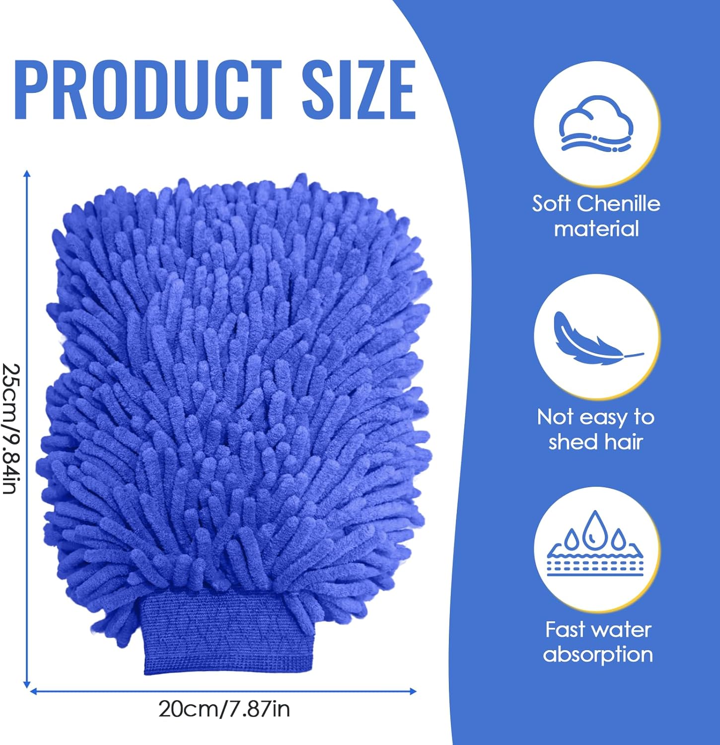 Thumbnail 1 de Lot de 2 gants en microfibre pour lavage et séchage voiture (gris + bleu) — protection anti-rayures