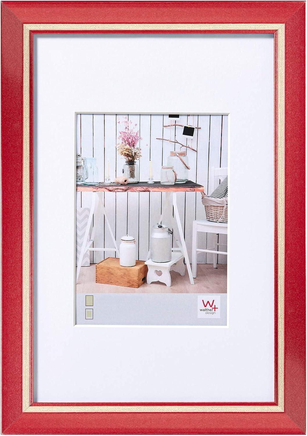 Detalle de Walther Design Cadre Photo Bleu 30 x 40 cm avec Passe-Partout – EL040L Chalet Design