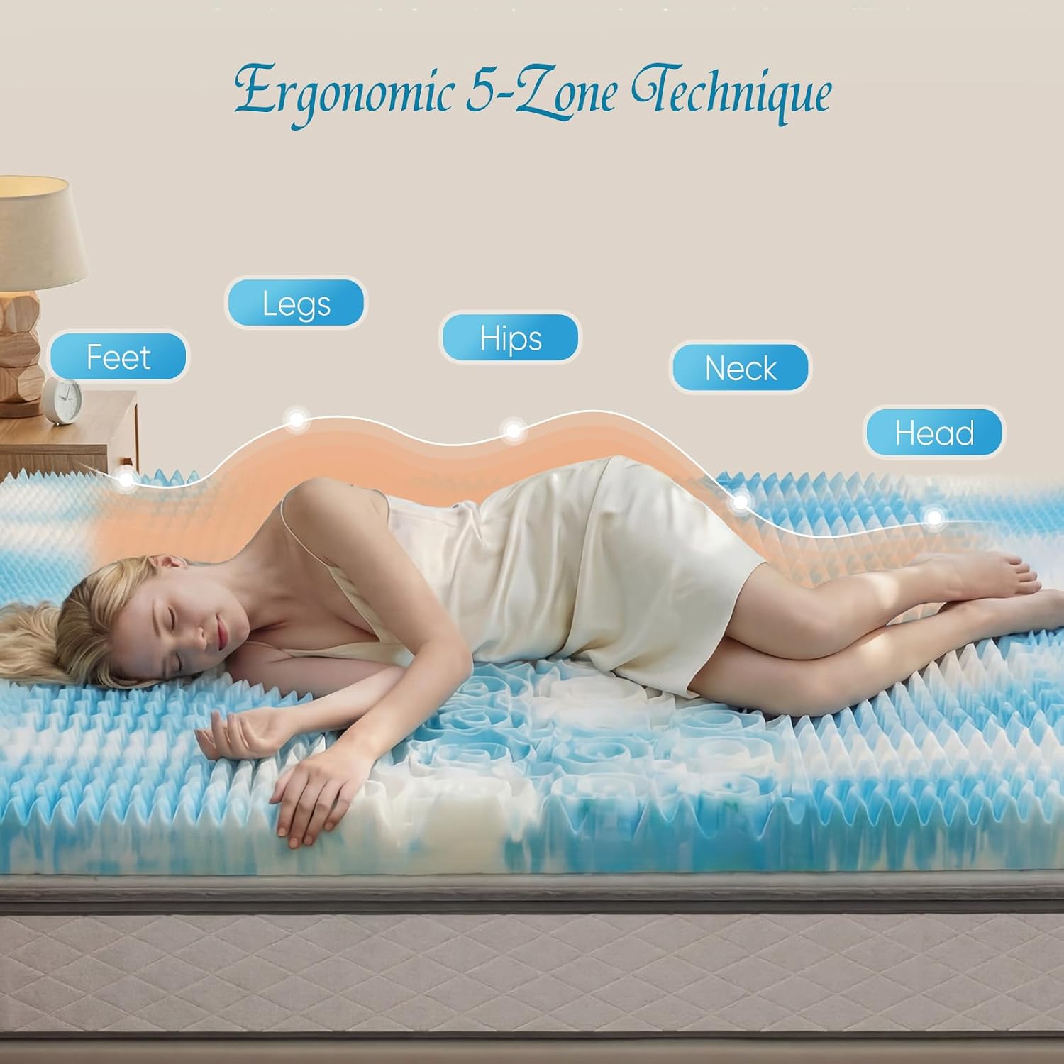 Detalle 2 de Sweetcrispy Memory Foam Mattress Topper 3-Inch