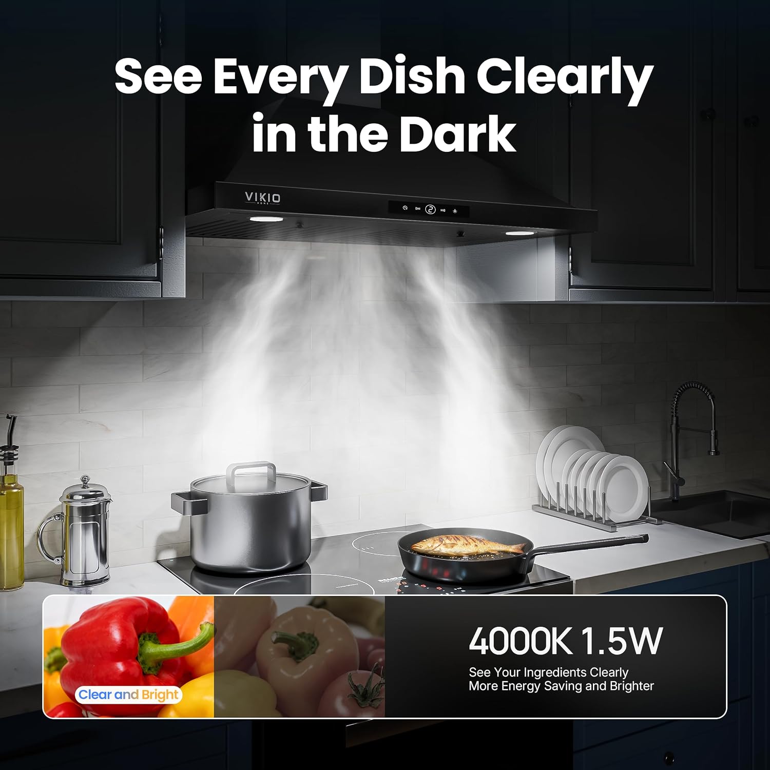 Thumbnail 6 de VIKIO HOME VKH-RP10-30T-NEW 30-Inch Range Hood, 580 CFM, Convertible