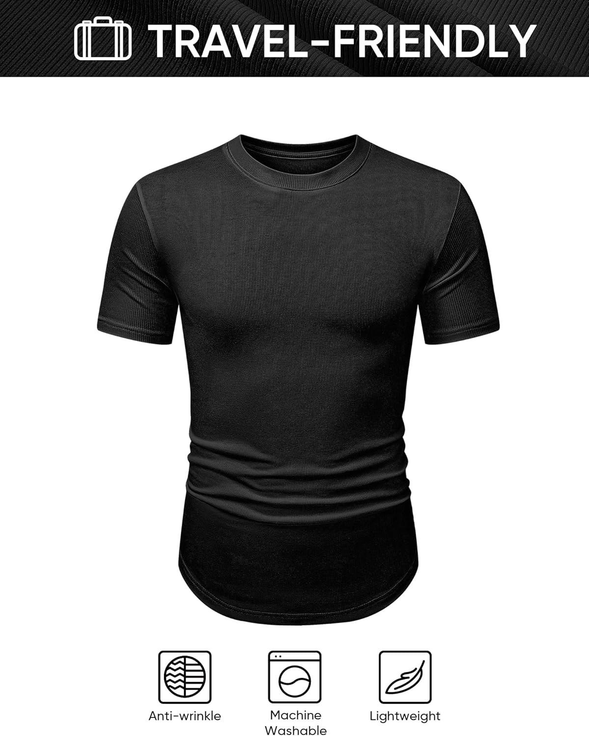 Thumbnail 4 de JMIERR Men’s Short Sleeve Muscle Slim Fit Longline T-Shirt for Gym & Summer