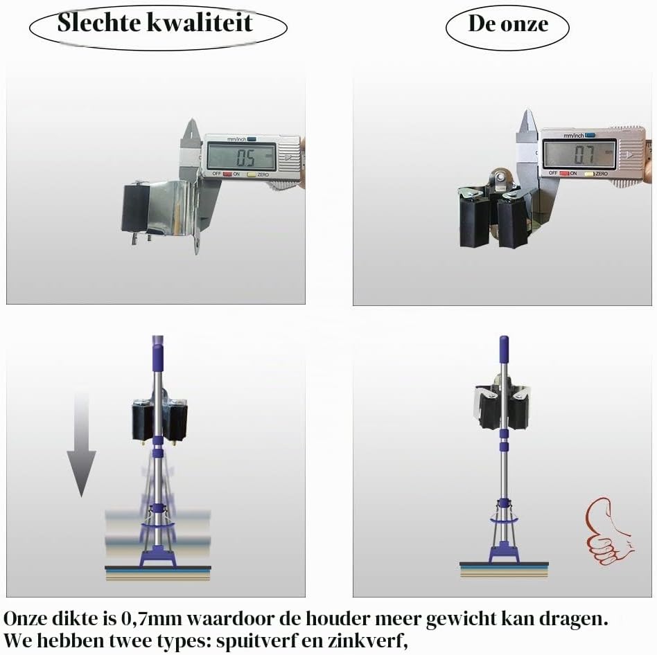 Thumbnail 1 de 3-H Bezemhouder voor wandmontage, set van 12 met rubberen klemrollen