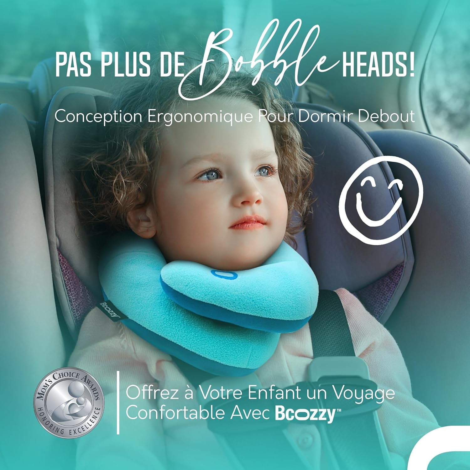 Detalle de BCOZZY Oreiller de Voyage avec Soutien du Menton pour Enfants 3–7 ans – Small, Blue Marine