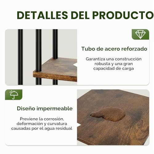 Detalle de Bamworld: Soporte alto para plantas de interior de 6 niveles en color marrón para varias macetas