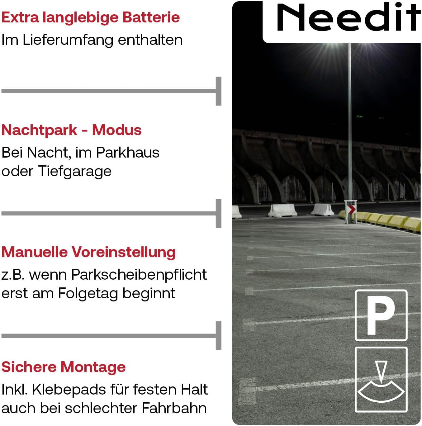 Detalle 2 de Needit PARK Micro I – ultradünne elektronische Parkscheibe mit KBA-Zulassung