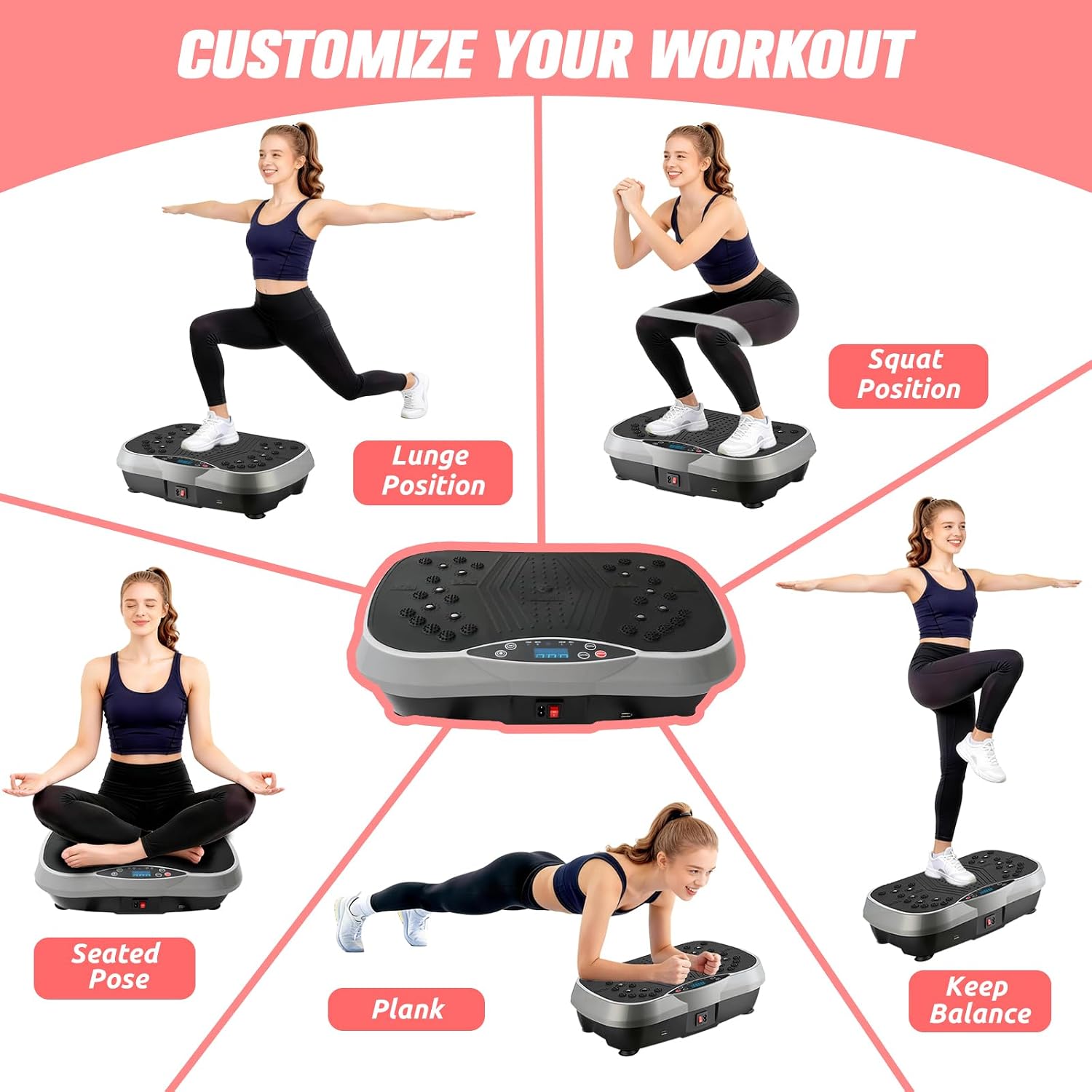 Thumbnail 2 de 2026 Upgraded Vibration Plate Exercise Machine with 10 Preset Modes and 200 Speed Levels (400lbs capacity) for home fitness