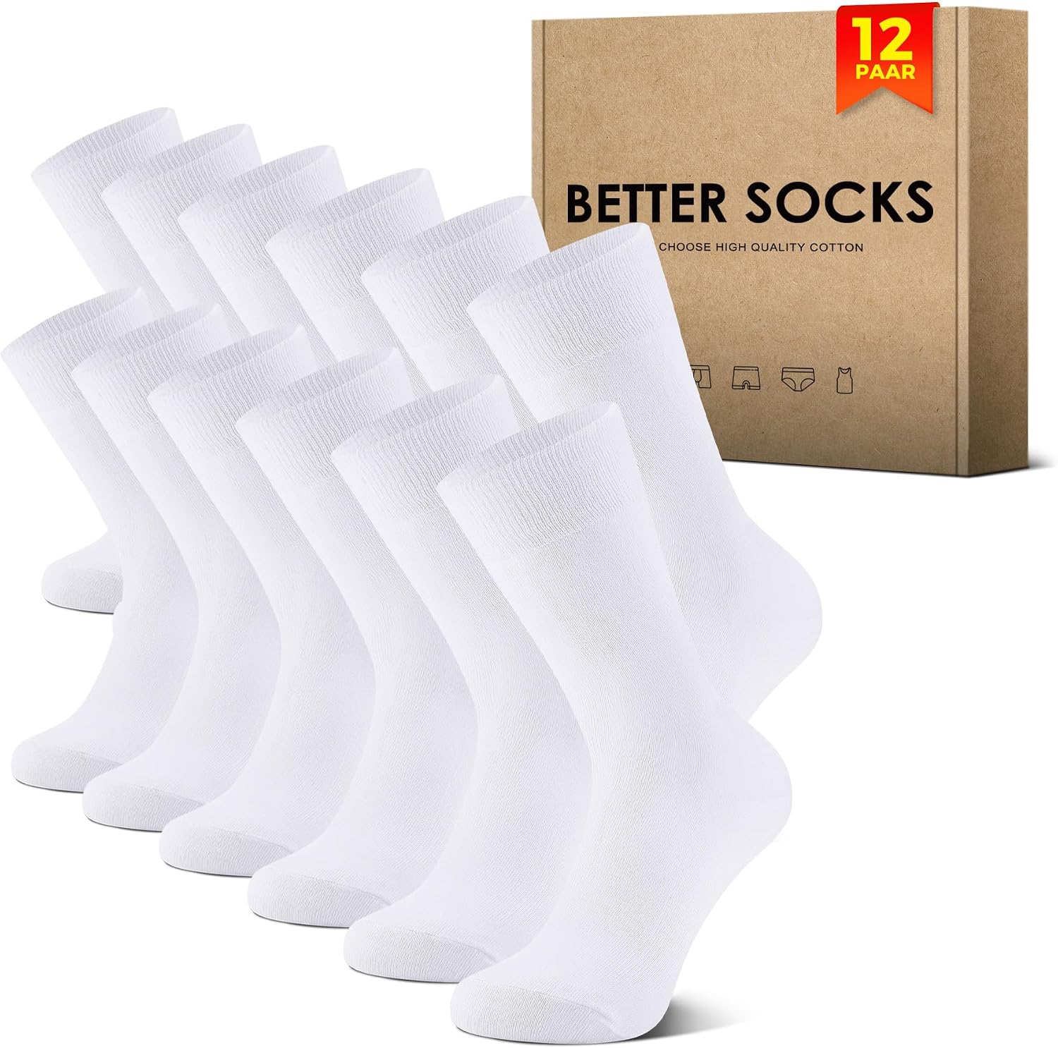 Thumbnail 6 de NUOZA 12 Paar Anzugsocken Herren 47–50 Schwarz – atmungsaktiv, langlebig