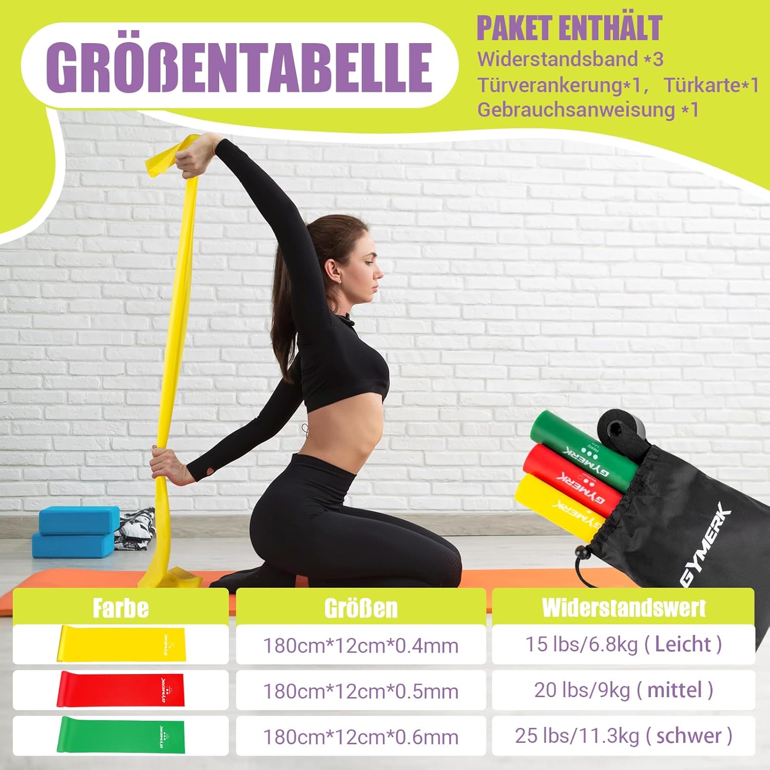 Thumbnail 1 de GYMERK Fitnessbänder 3er-Set 1,8 m